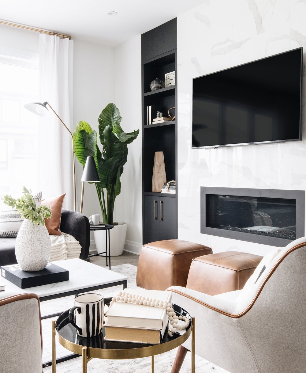 Black and white-style living room