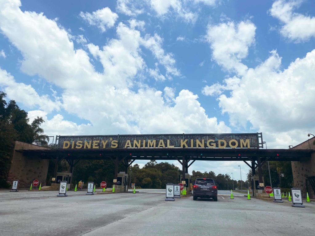 Daytime shot of parking entrance to Disneys Animal Kingdom® Theme Park. Lake Buena Vista, Florida.